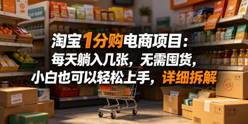 淘宝1分购电商项目：每天躺入几张，无需囤货，小白也可以轻松上手，详细拆解-小二项目网