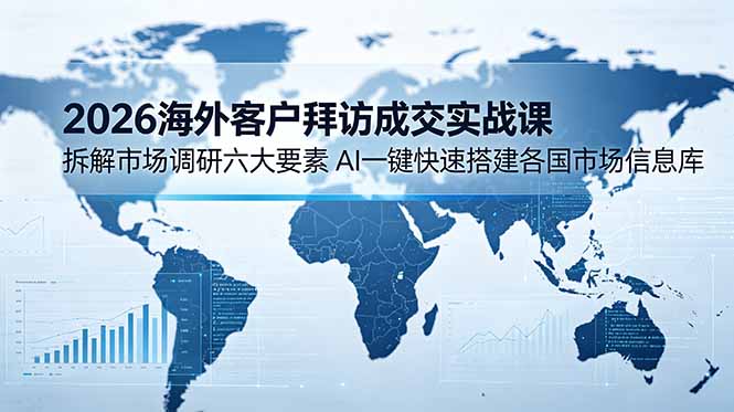 （18992期）2026海外客户拜访成交实战课：拆解市场调研六大要素，AI一键快速搭建各国市场信息库-小二项目网
