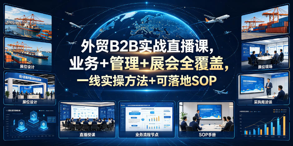 外贸B2B实战直播课，业务+管理+展会全覆盖，一线实操方法+可落地SOP-小二项目网