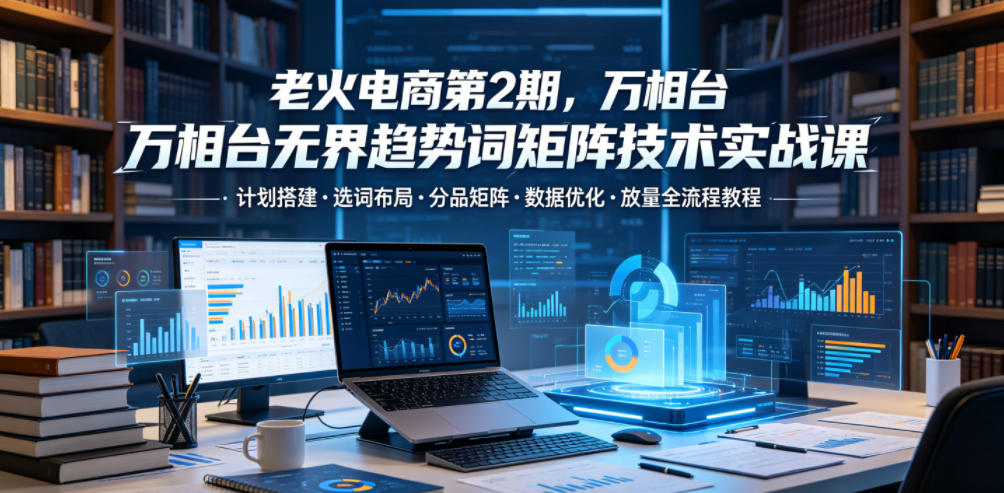 老火电商第2期，万相台无界趋势词矩阵技术实战课，计划搭建・选词布局・分品矩阵・数据优化・放量全流程教程-小二项目网