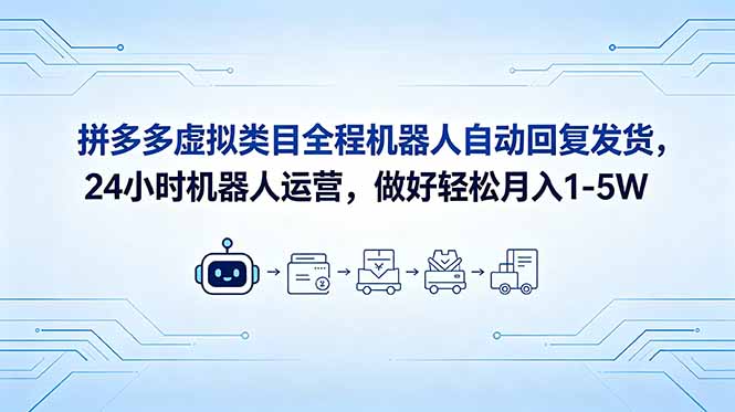 （18715期）拼多多虚拟类目全程机器人自动回复发货，24 小时机器人运营，做好轻松月入 1-5W-小二项目网