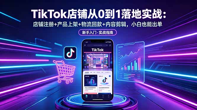 （18862期）TikTok店铺从0到1落地实战：店铺注册+产品上架+物流回款+内容剪辑，小白也能出单-小二项目网