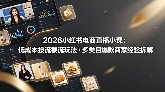 （19034期）2026小红书电商直播小课，低成本投流截流玩法，多类目爆款商家经验完整拆解教学-小二项目网