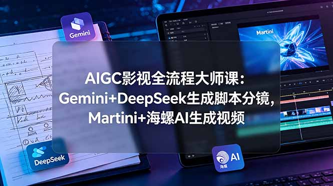 （19008期）AIGC影视全流程大师课：Gemini+DeepSeek生成脚本分镜，Martini+海螺AI生成视频-小二项目网