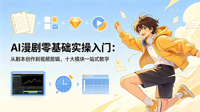 （18812期）AI漫剧零基础实操入门：从剧本创作到视频剪辑，十大模块一站式教学-小二项目网