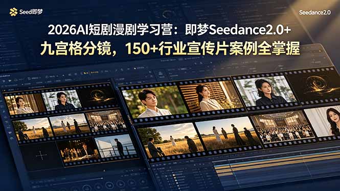 （19055期）2026AI短剧漫剧学习营：即梦Seedance2.0+九宫格分镜，150+行业宣传片案例全掌握-小二项目网