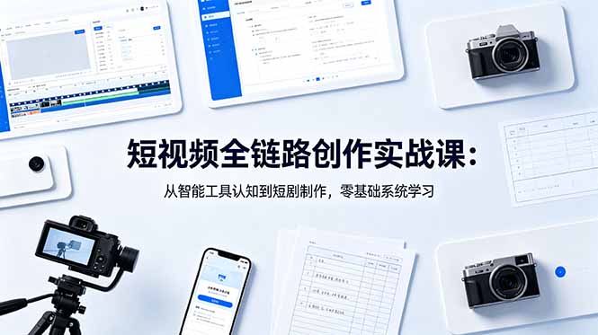 （18683期）短视频全链路创作实战课：从智能工具认知到短剧制作，零基础系统学习-小二项目网
