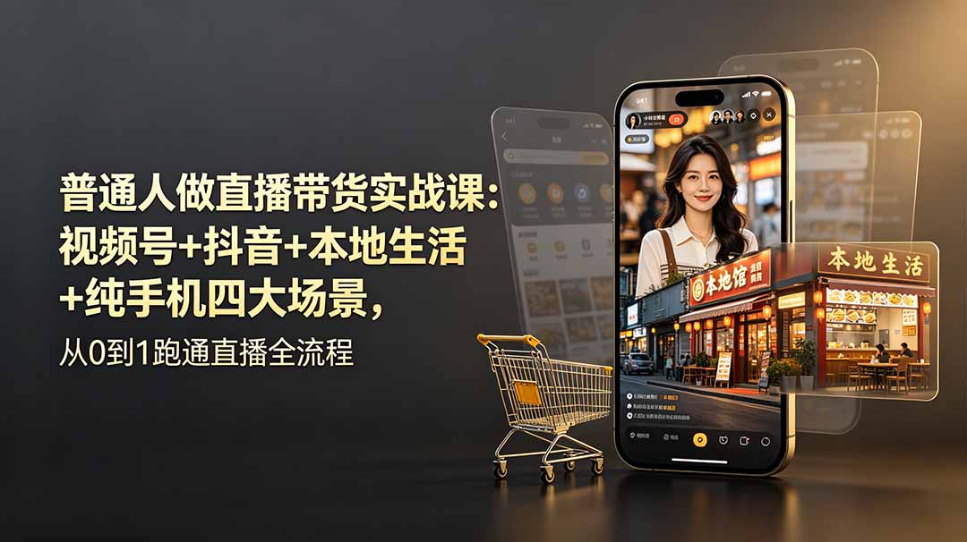 （19111期）普通人做直播带货实战课：视频号+抖音+本地生活+纯手机四大场景，从0到1跑通直播全流程-小二项目网