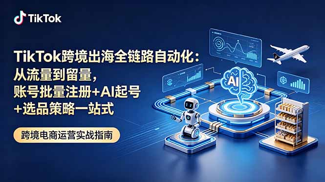 （18907期）TikTok跨境出海全链路自动化：从流量到留量，账号批量注册+AI起号+选品策略一站式-小二项目网
