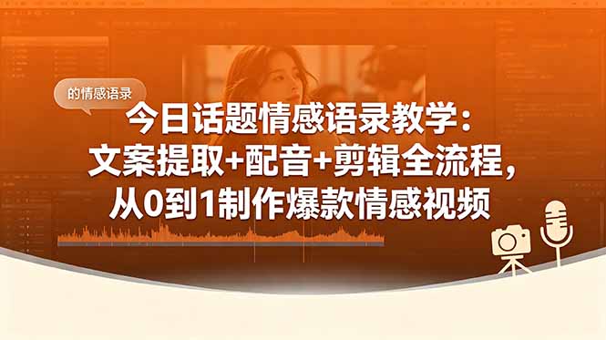 （18719期）今日话题情感语录教学：文案提取+配音+剪辑全流程，从0到1制作爆款情感视频-小二项目网