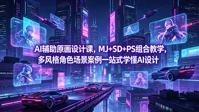 （18731期）AI辅助原画设计课，MJ+SD+PS组合教学，多风格角色场景案例一站式学懂AI设计-小二项目网
