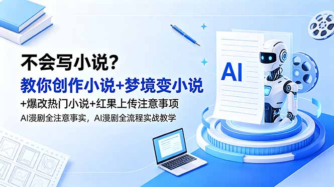 （18801期）不会写小说？教你创作小说+梦境变小说+爆改热门小说+红果上传注意事项，AI漫剧全流程实战教学-小二项目网