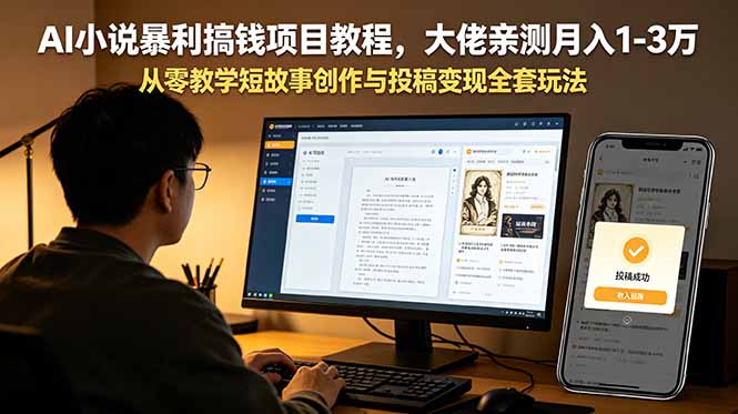 （18898期）AI小说暴利搞钱项目教程，大佬亲测月入1-3万，从零教学短故事创作与投稿变现全套玩法-小二项目网