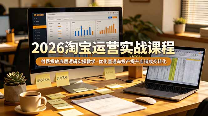 （19075期）2026 淘宝运营实战课程，付费投放底层逻辑实操教学，优化直通车投产提升店铺成交转化-小二项目网