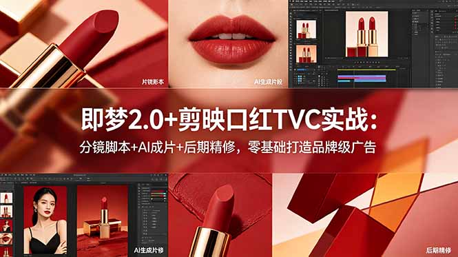 （18729期）即梦2.0+剪映口红TVC实战：分镜脚本+AI成片+后期精修，零基础打造品牌级广告-小二项目网
