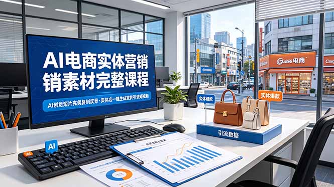 （19076期）AI电商实体营销素材完整课程，AI创意短片完美复刻实景，实体店一键生成宣传引流短视频-小二项目网