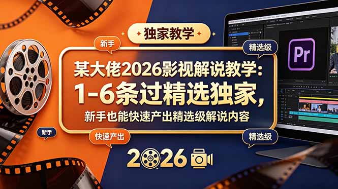 （18946期）某大佬2026影视解说教学：1-6条过精选独家，新手也能快速产出精选级解说内容-小二项目网