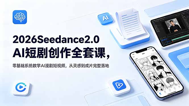 （18958期）2026Seedance2.0AI短剧创作全套课，零基础系统教学AI漫剧短视频，从灵感到成片完整落地-小二项目网