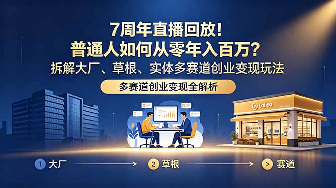 （18894期）7周年直播回放！普通人如何从零年入百万？拆解大厂、草根、实体多赛道创业变现玩法-小二项目网