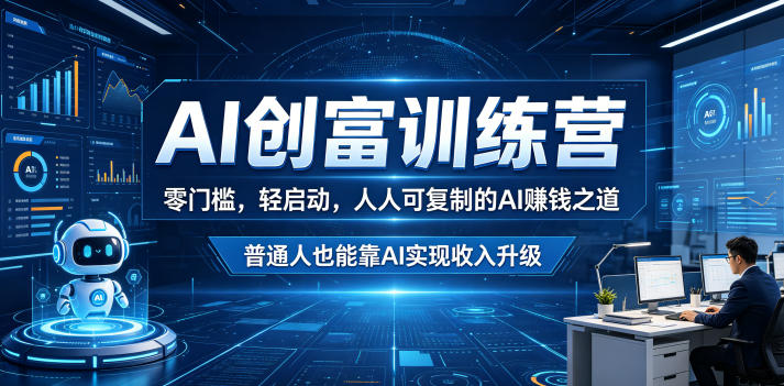 AI创富训练营，零门槛，轻启动，人人可复制的AI賺钱之道，普通人也能靠AI实现收入升级-小二项目网