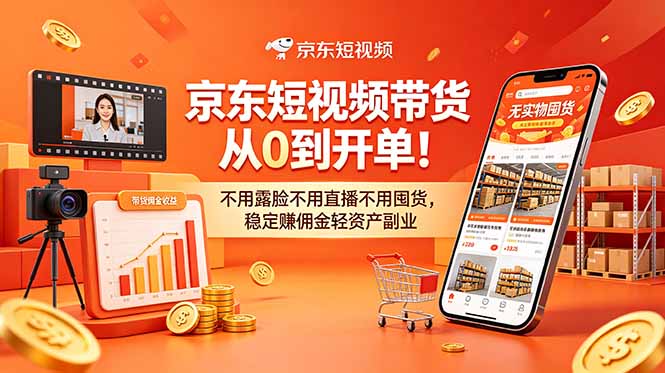 （18895期）京东短视频带货从0到开单！不用露脸不用直播不用囤货，稳定赚佣金轻资产副业-小二项目网