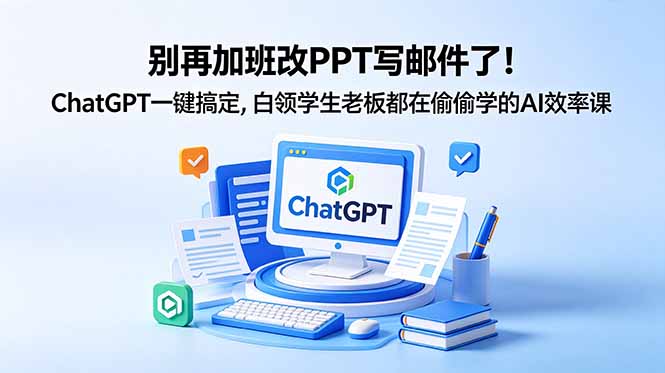 （18687期）别再加班改PPT写邮件了！ChatGPT一键搞定，白领学生老板都在偷偷学的AI效率课-小二项目网