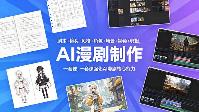 （18734期）剧本+镜头+风格+角色+场景+视频+剪辑，一套课强化AI漫剧核心能力-小二项目网