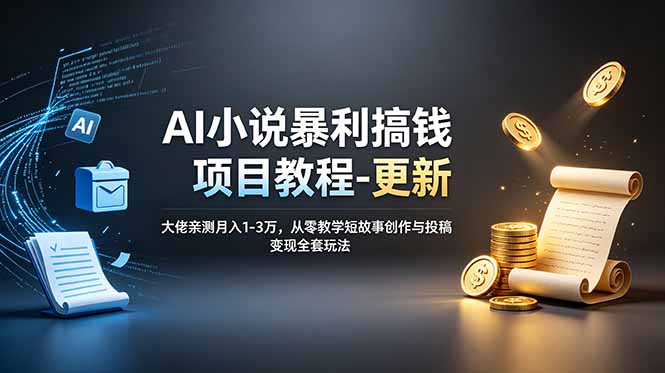 （19030期）AI小说暴利搞钱项目教程-更新，大佬亲测月入1-3万，从零教学短故事创作与投稿变现全套玩法-小二项目网