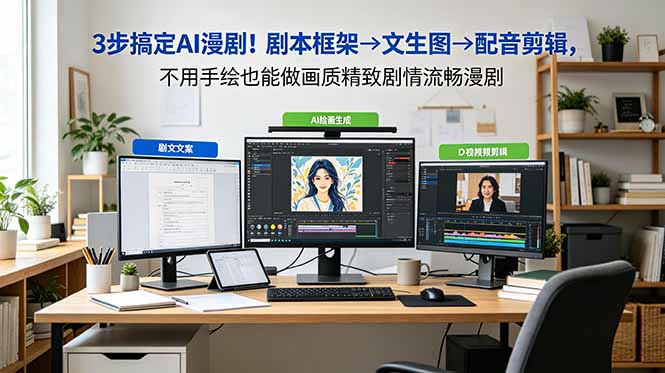 （18866期）3步搞定AI漫剧！剧本框架→文生图→配音剪辑，不用手绘也能做画质精致剧情流畅漫剧-小二项目网