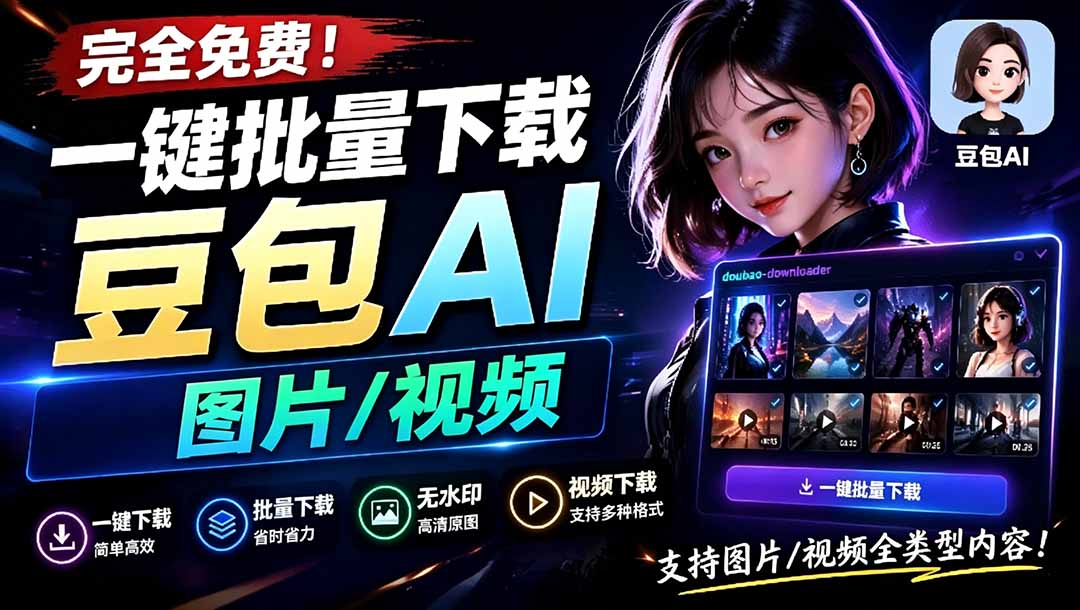 （19107期）Github最新发布！一键批量下载豆包AI无水印图片/视频，简单易用，自动解析提示词，doubao-downloader-小二项目网