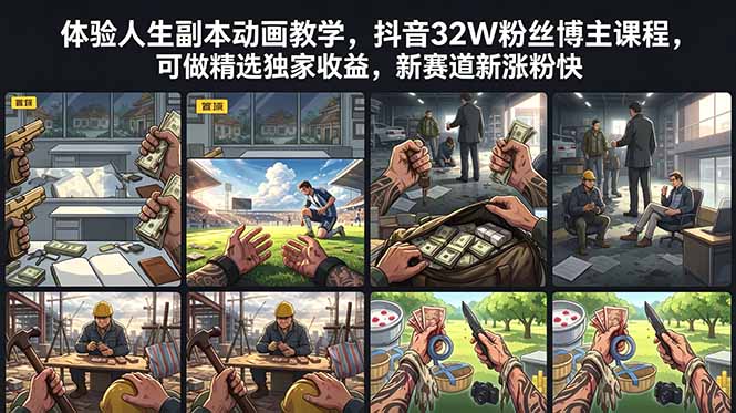 （18826期）体验人生副本动画教学， 抖音32W粉丝博主课程，可做精选独家收益，新赛道新涨粉快-小二项目网