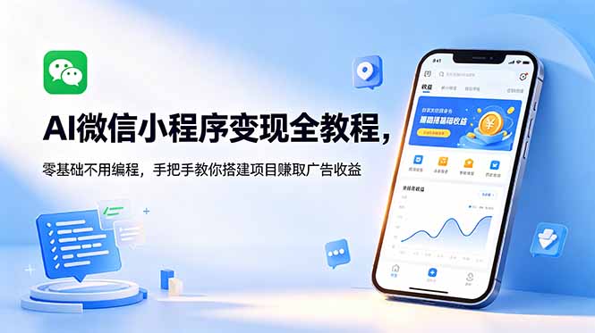 （18773期）AI微信小程序变现全教程，零基础不用编程，手把手教你搭建项目赚取广告收益-小二项目网