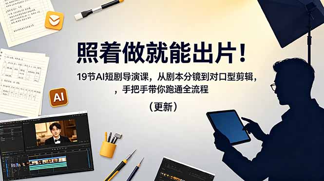 （18694期）照着做就能出片！19节AI短剧导演课，从剧本分镜到对口型剪辑，手把手带你跑通全流程（更新）-小二项目网