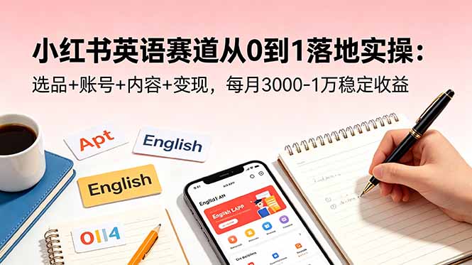 （18771期）小红书英语赛道从0到1落地实操：选品+账号+内容+变现，每月3000-1万稳定收益-小二项目网