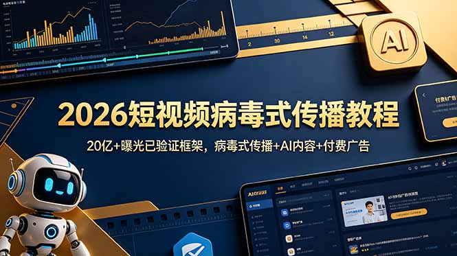 （18986期）2026短视频病毒式传播教程：20亿+曝光已验证框架，病毒式传播+AI内容+付费广告-小二项目网