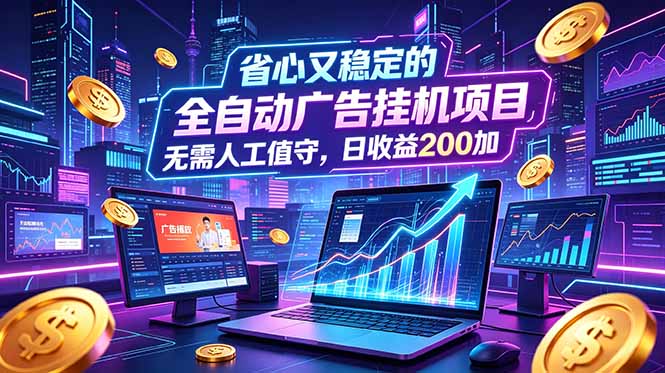(18899期)全自动广告挂机项目,全程无需人工值守。稳定创收每日收益200+-小二项目网