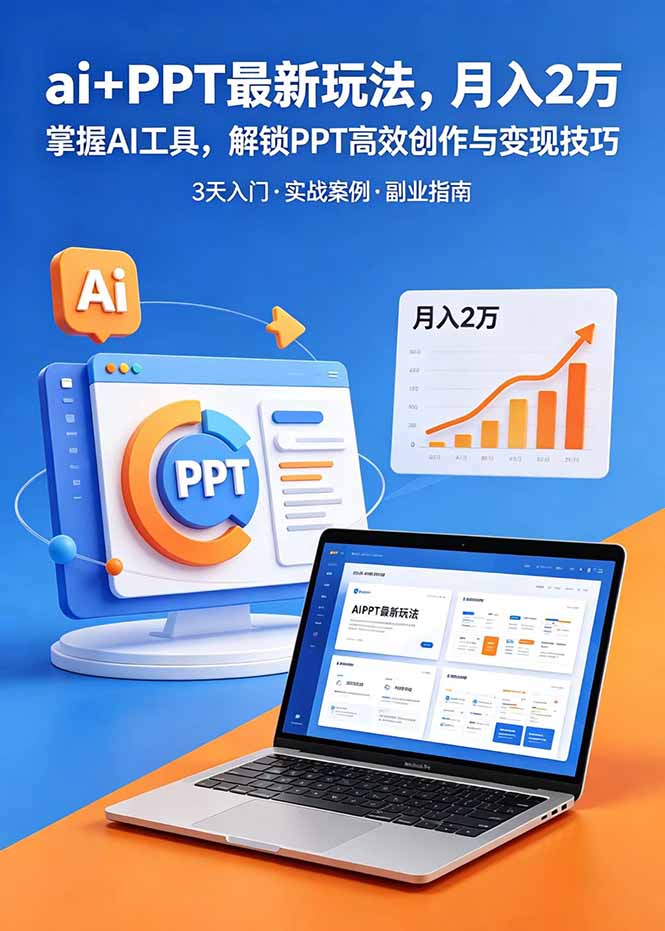 （18881期）ai+PPT最新玩法，月入2万掌握AI工具，解锁PPT高效创作与变现技巧3天入门，实战案例·副业指南-小二项目网
