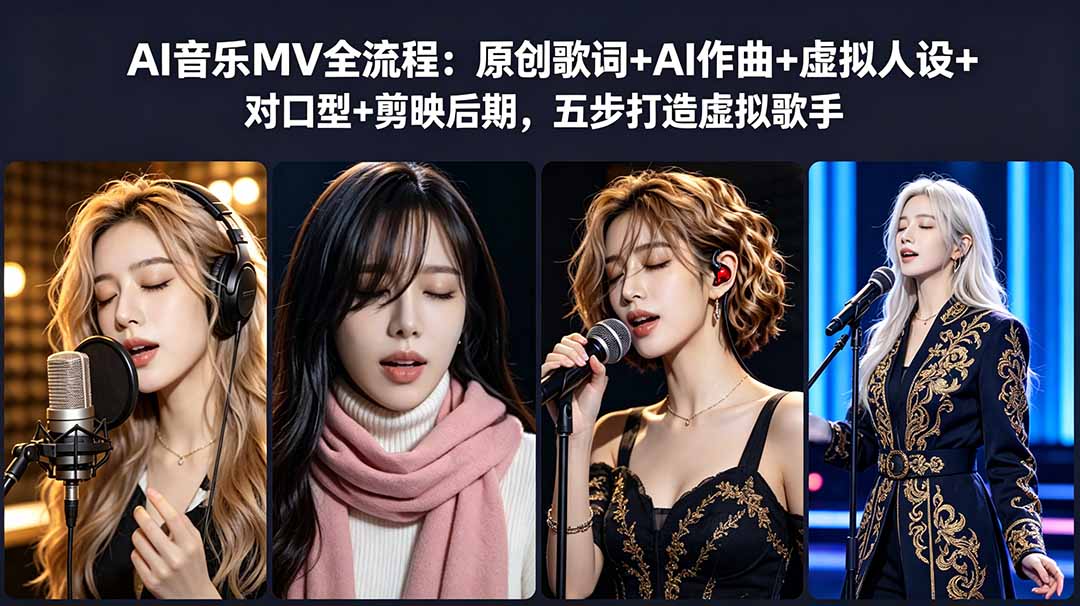 （18710期）AI音乐MV全流程：原创歌词+AI作曲+虚拟人设+对口型+剪映后期，五步打造虚拟歌手-小二项目网