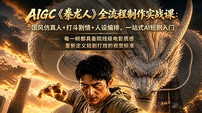 （18849期）AIGC《豢龙人》全流程制作实战课：国风仿真人+打斗剧情+人设编排，一站式AI短剧入门-小二项目网