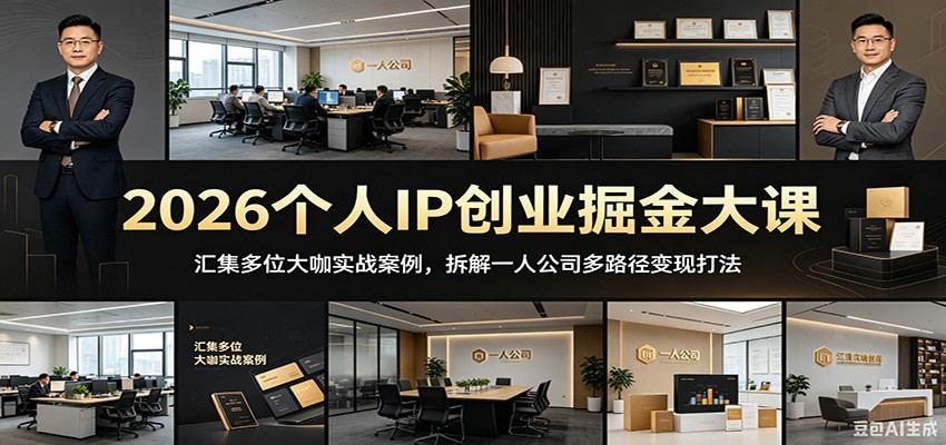 2026个人IP创业掘金大课：汇集多位大咖实战案例，拆解一人公司多路径变现打法-小二项目网
