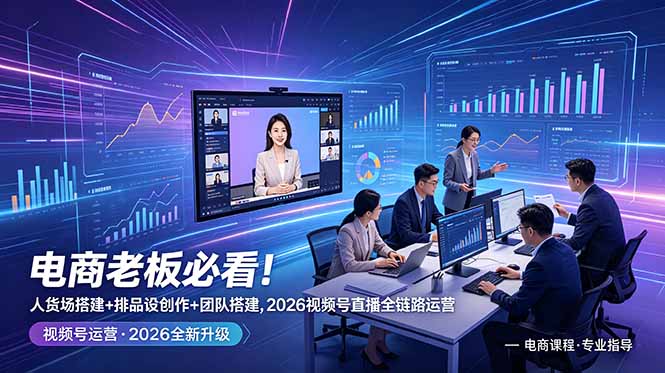 （18845期）电商老板必看！人货场搭建+排品设计+素材创作+团队搭建，2026视频号直播全链路运营-小二项目网