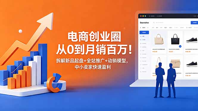（18831期）电商创业圈从0到月销百万！拆解新品起盘+全站推广+动销模型，中小卖家快速盈利-小二项目网