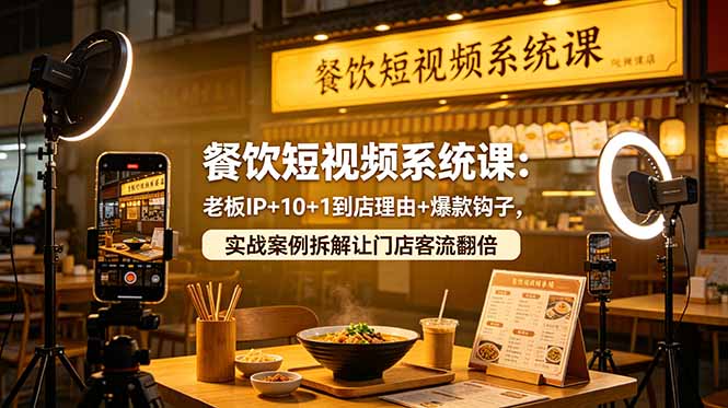 （18712期）餐饮短视频系统课：老板IP+10+1到店理由+爆款钩子，实战案例拆解让门店客流翻倍-小二项目网