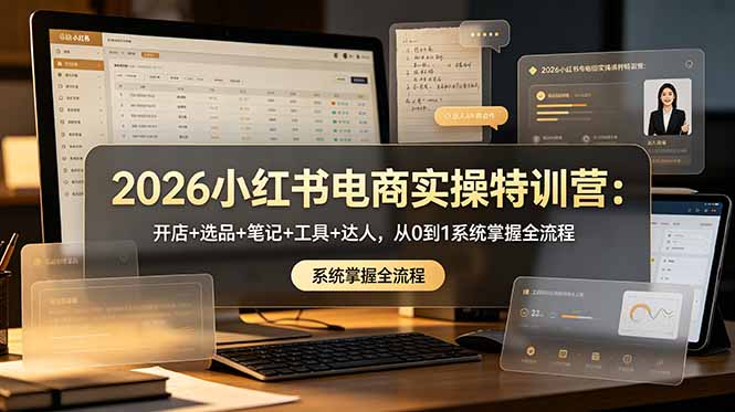 （18978期）2026小红书电商实操特训营：开店+选品+笔记+工具+达人，从0到1系统掌握全流程-小二项目网