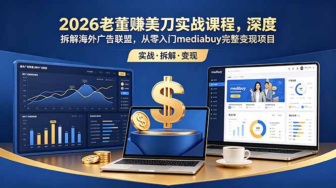 （18935期）2026老董赚美刀实战课程，深度拆解海外广告联盟，从零入门mediabuy完整变现项目-小二项目网