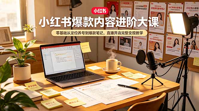 （19118期）小红书爆款内容进阶大课，零基础从定位养号到爆款笔记，直播开店完整变现教学-小二项目网