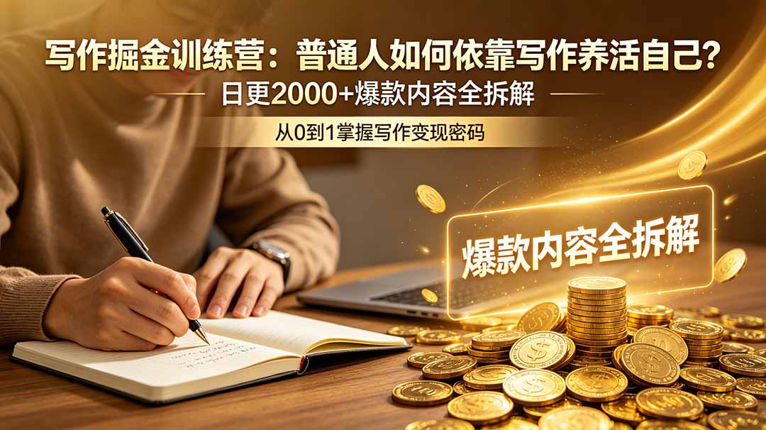 （18901期）写作掘金训练营：普通人如何依靠写作养活自己？日更2000+爆款内容全拆解-小二项目网
