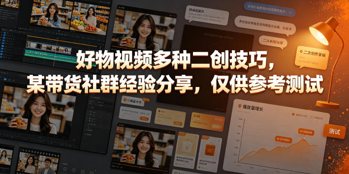 好物视频多种二创技巧，某带货社群经验分享，仅供参考测试-小二项目网