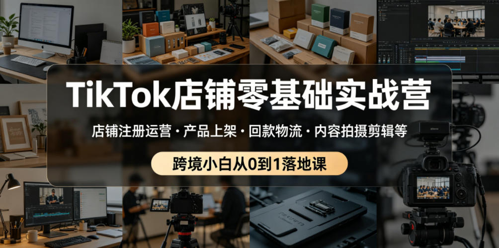 TikTok店铺零基础实战营，店铺注册运营・产品上架・回款物流・内容拍摄剪辑等 ，跨境小白从0到1落地课-小二项目网