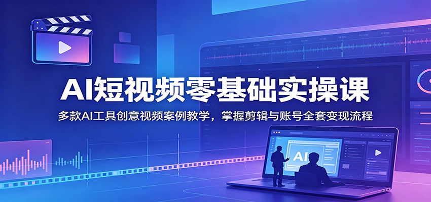 AI短视频零基础实操课：多款AI工具创意视频案例教学，掌握剪辑与账号全套变现流程-小二项目网